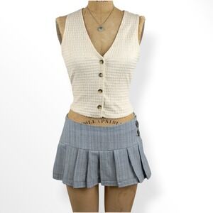 Y2K Womens S Button Up Vest Fitted Minimal Chic Coastal Soft Girl Layering